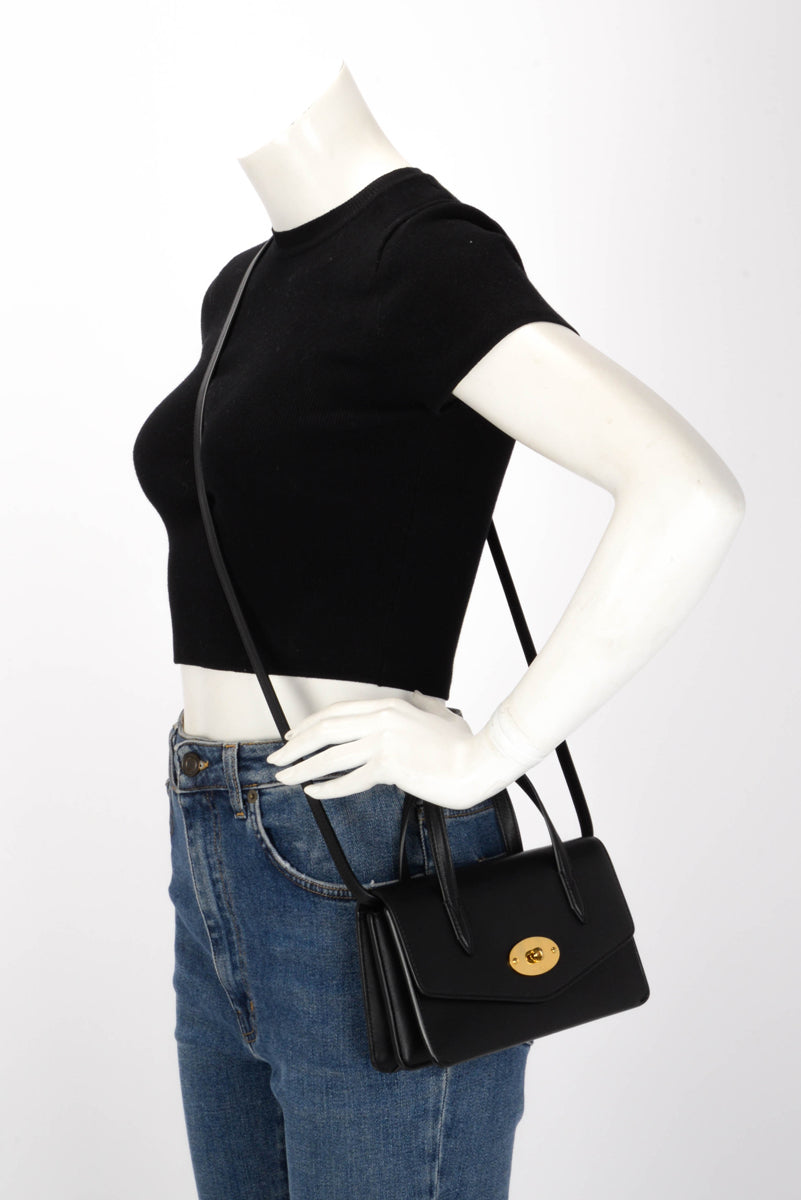 Mulberry Black Calfskin Small Darley Top Handle Bag