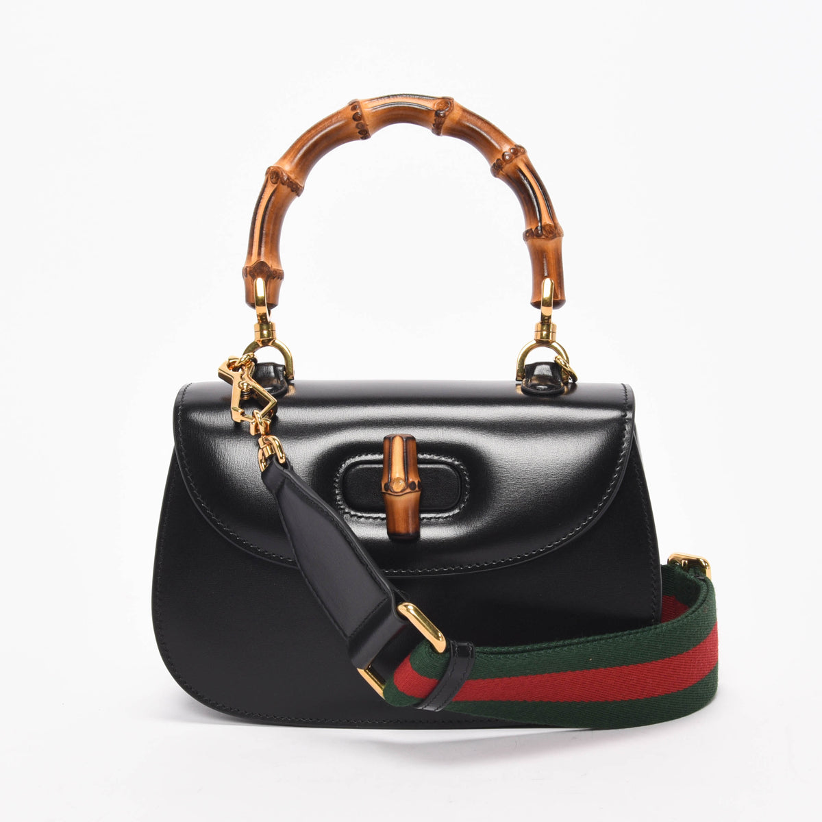 Gucci Black Calfskin Bamboo 1947 Small Bag