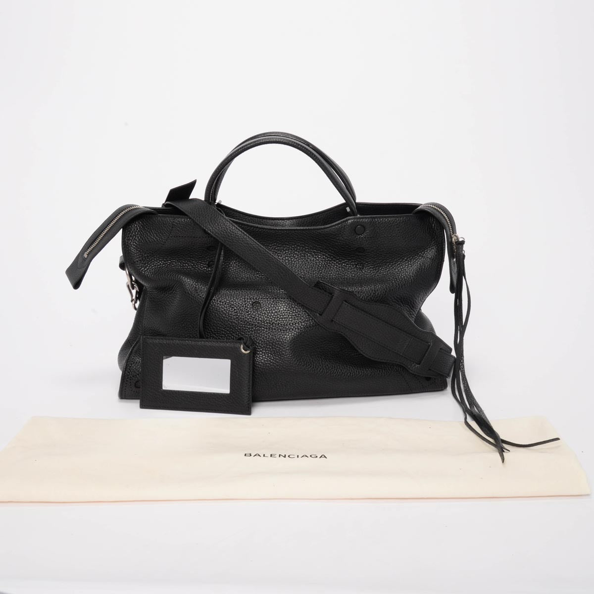 Balenciaga Black Perforated Grained Calfskin Blackout City Bag