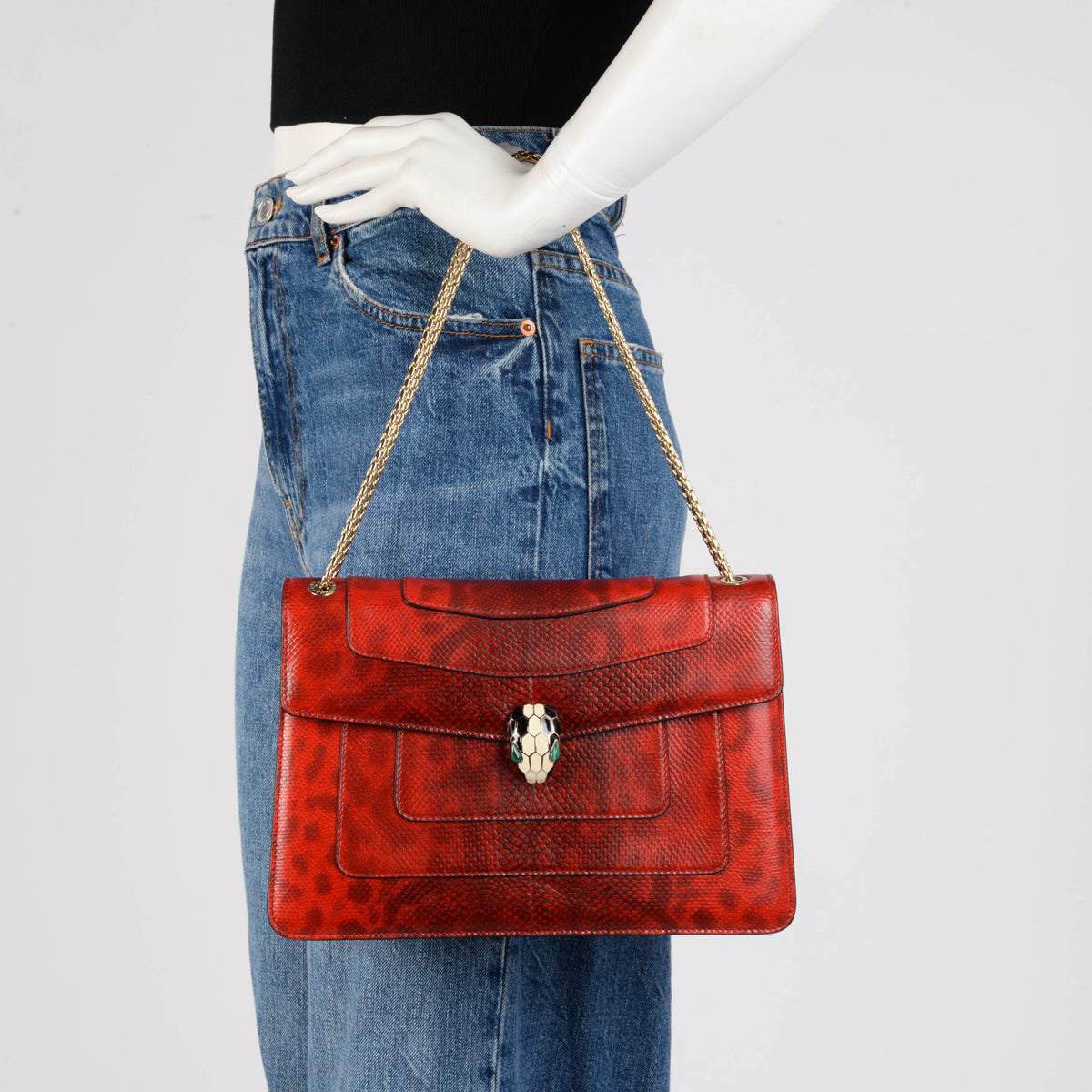 Bulgari Carmine Red Karung Medium Serpenti Forever Bag