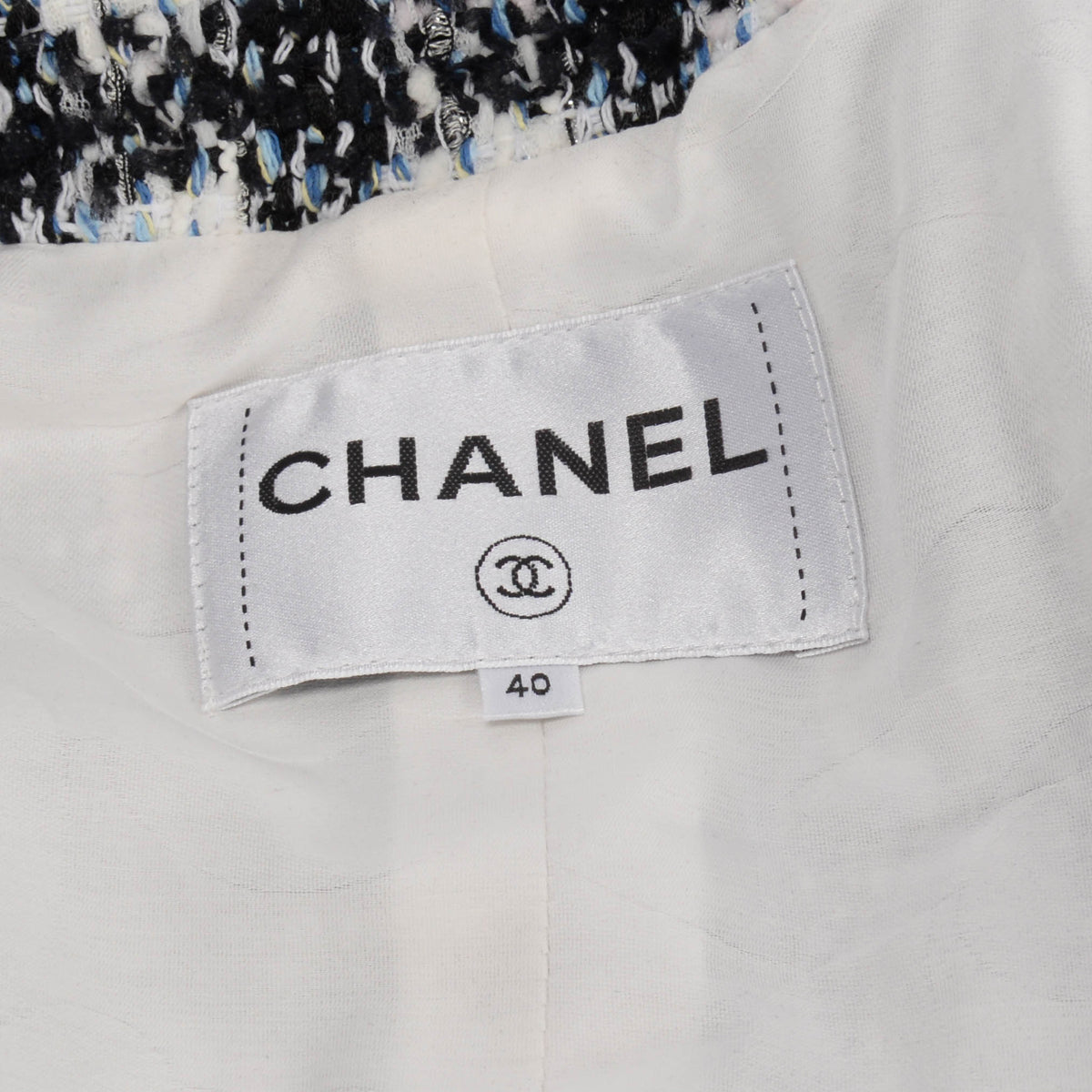 Chanel Blue Check Tweed Braided Trim Jacket FR 40