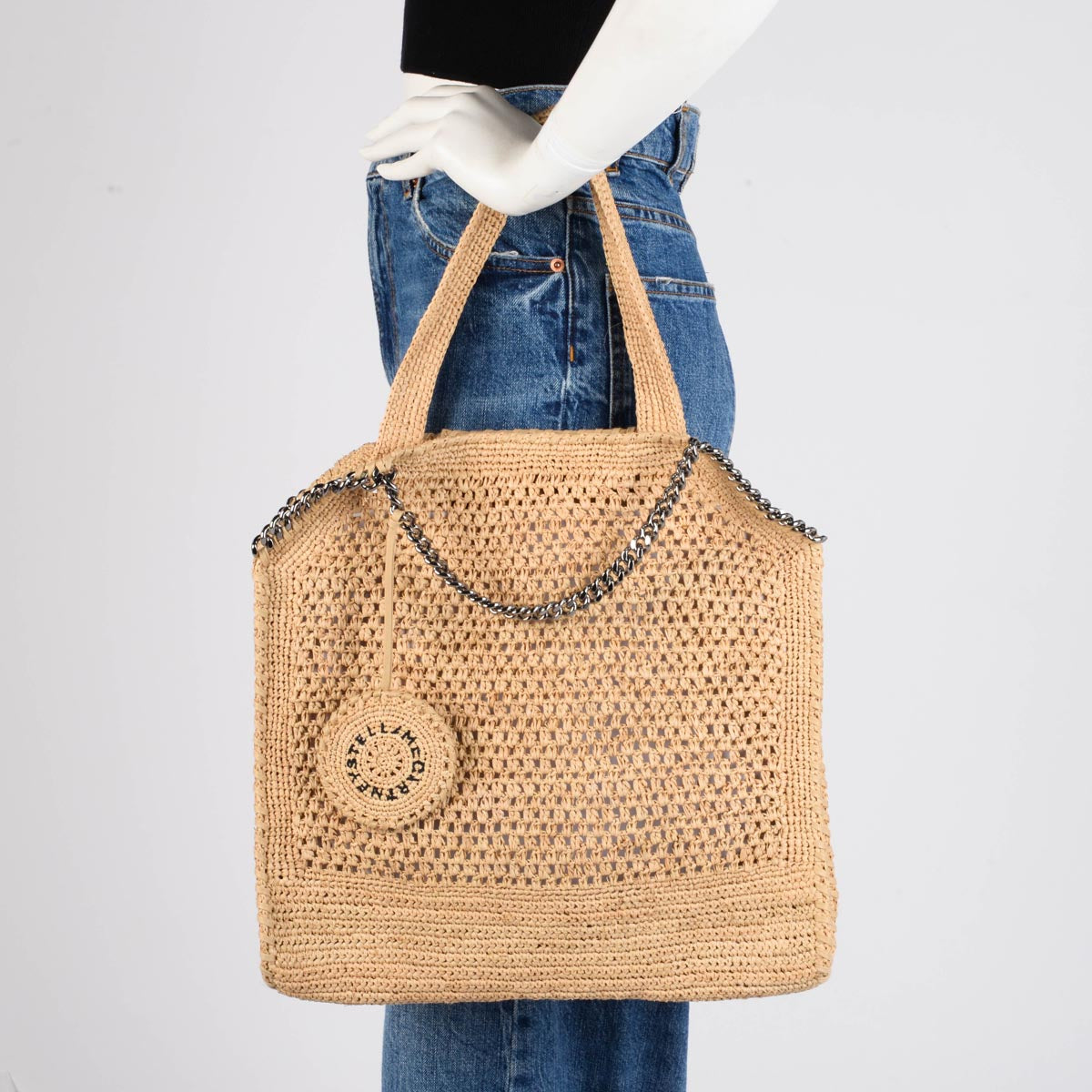 Stella McCartney Natural Crochet Raffia Small Falabella Tote