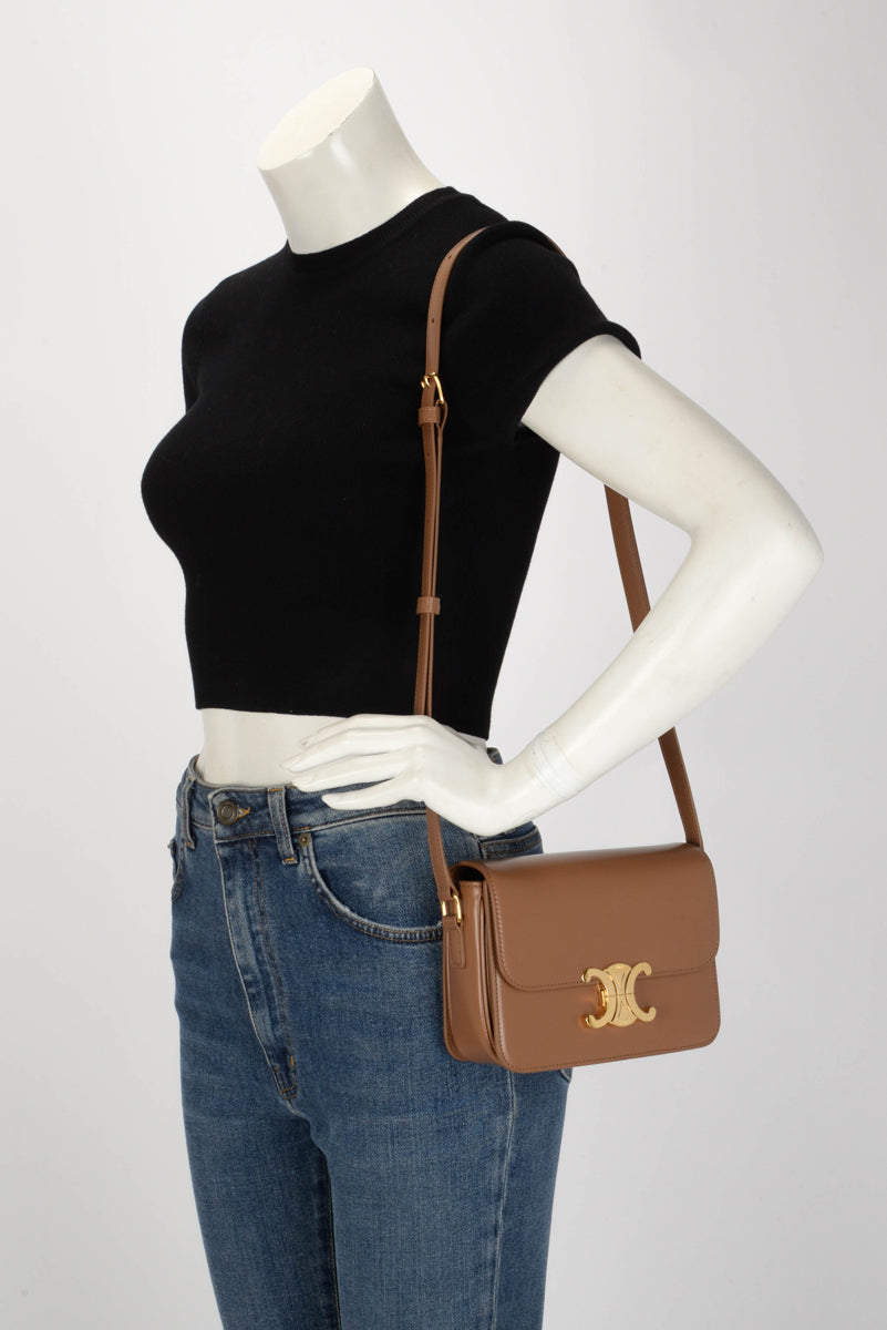 Celine Bronze Calfskin Teen Triomphe Bag