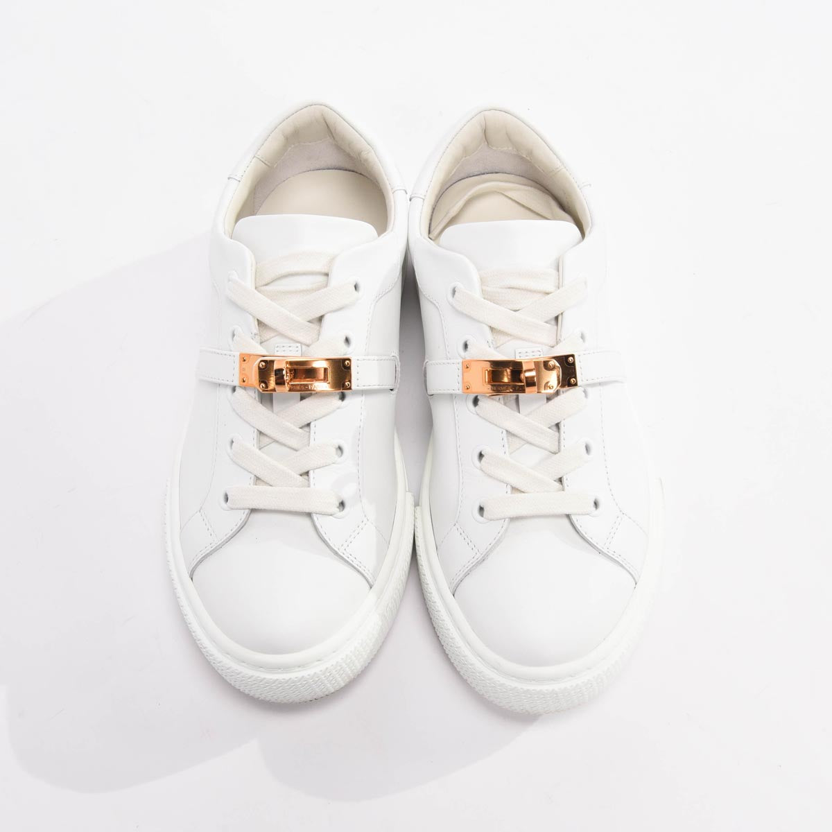 Hermes White Calfskin Day Sneakers 36.5