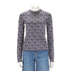 Paco Rabanne Blue Metallic Jacquard Knit Long Sleeve Top S - Blue Spinach