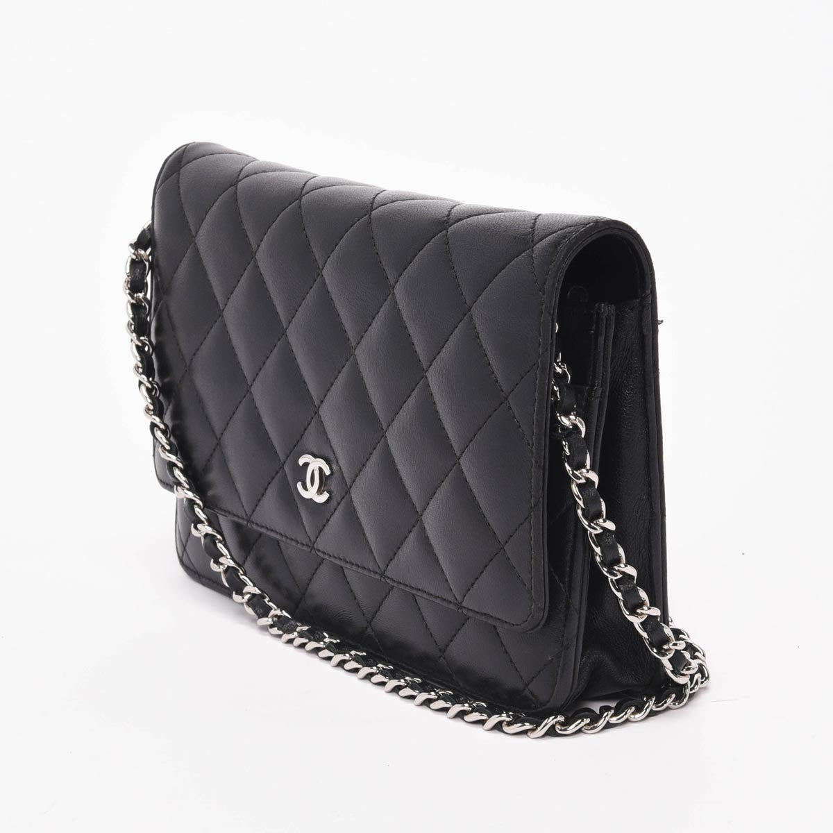 Chanel Black Quilted Lambskin Classic Wallet on Chain