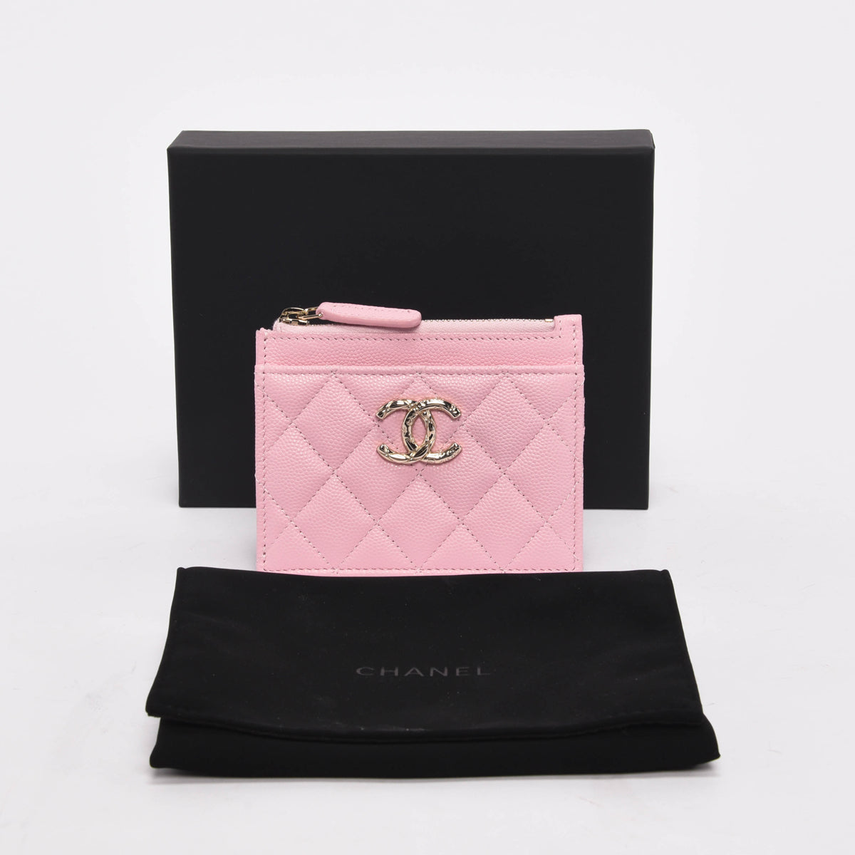 Chanel Pale Pink Caviar CC Zip Card Holder