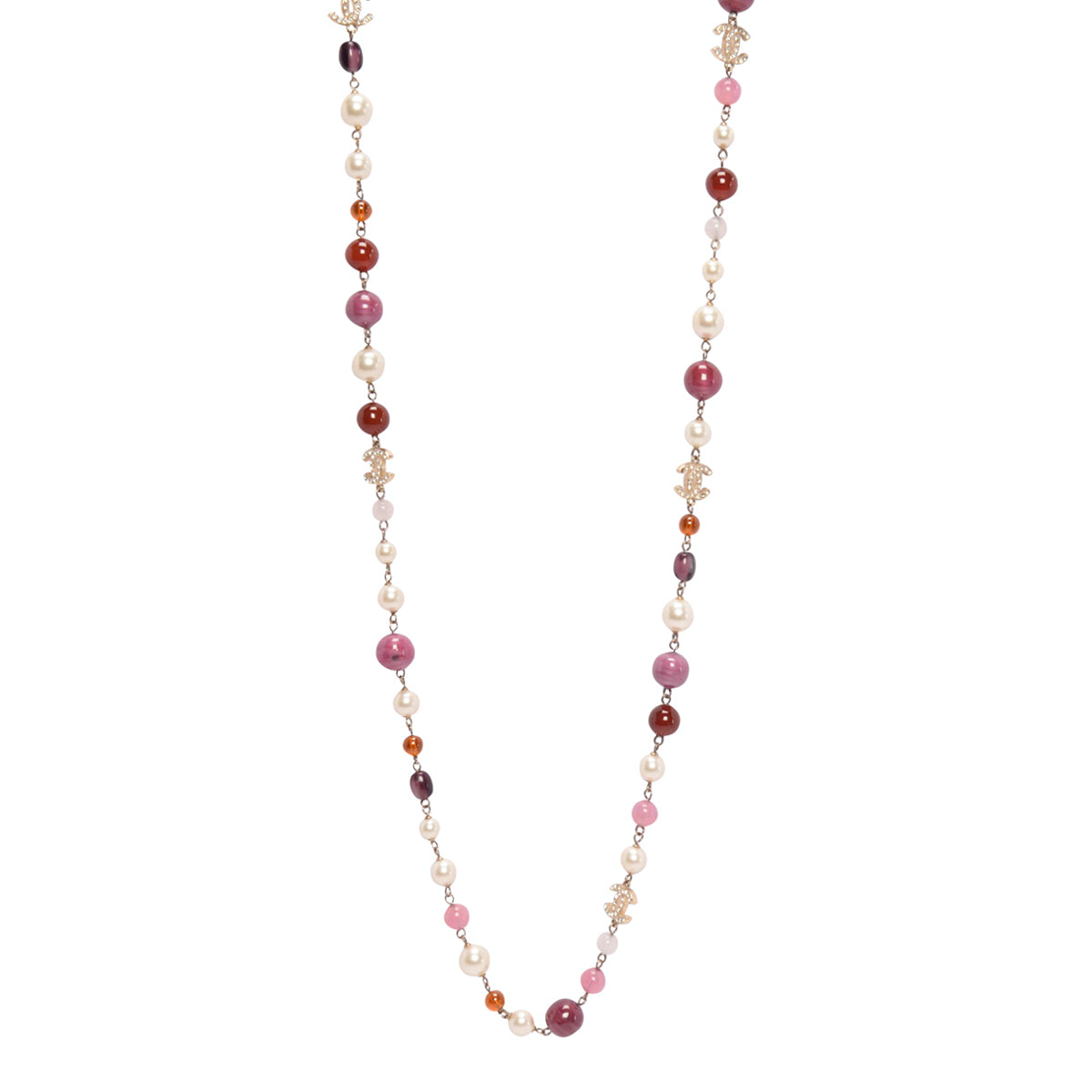 Chanel Purple Gripoix Long Pearl Crystal CC Necklace