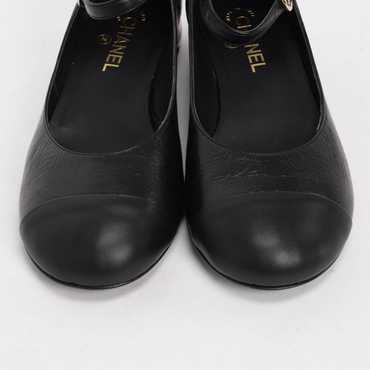 Chanel Black Crumpled Calfskin Mary Jane Ballet Flats 41