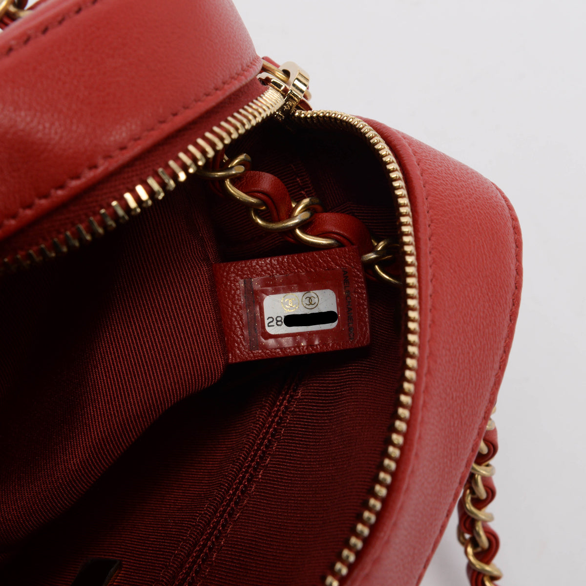 Chanel Red Quilted Lambskin Chain Infinity Camera Case