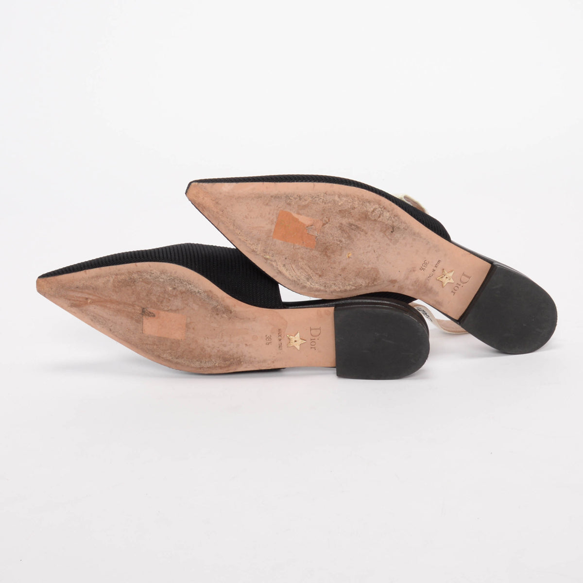 Dior Black Technical Fabric J'Adior Slingback Flats 38.5