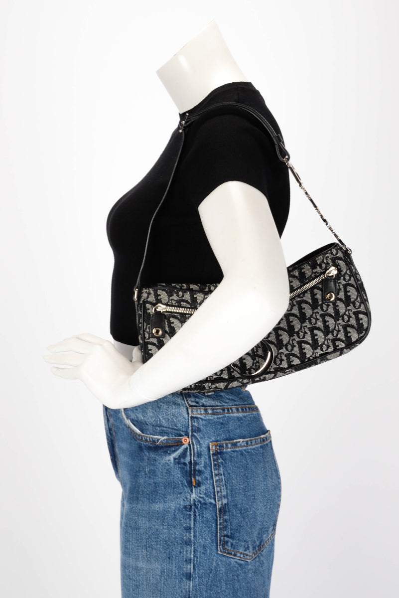 Dior Black Diorissimo Trotter Charm Shoulder Bag