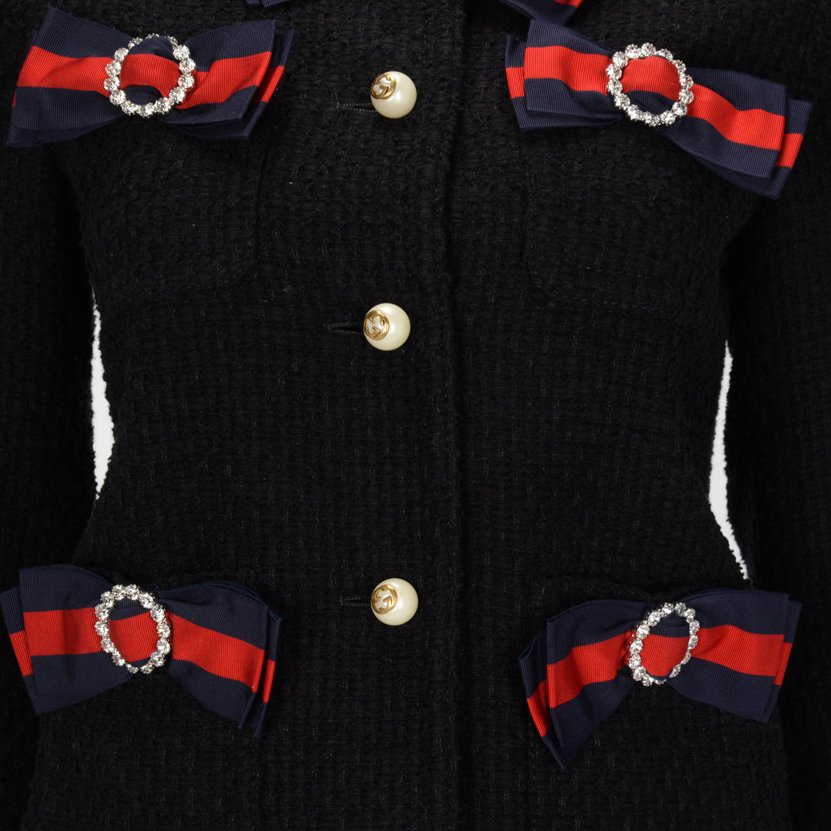 Gucci Black Tweed Bow Detail Jacket IT 38