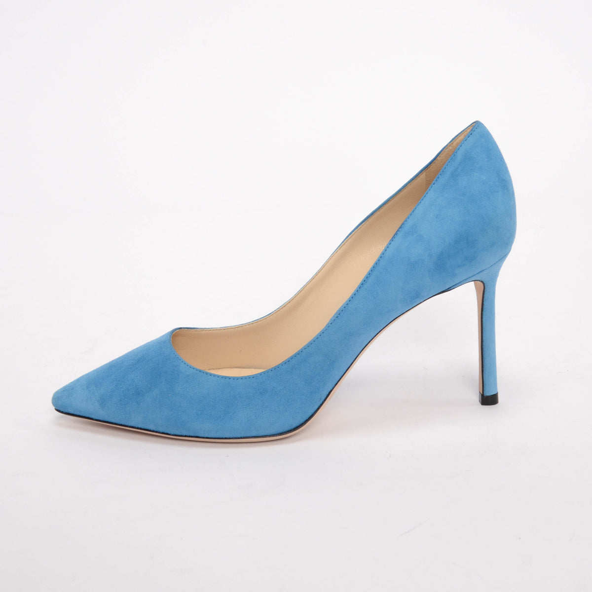 Jimmy Choo Blue Suede Romy 85 Pumps 37