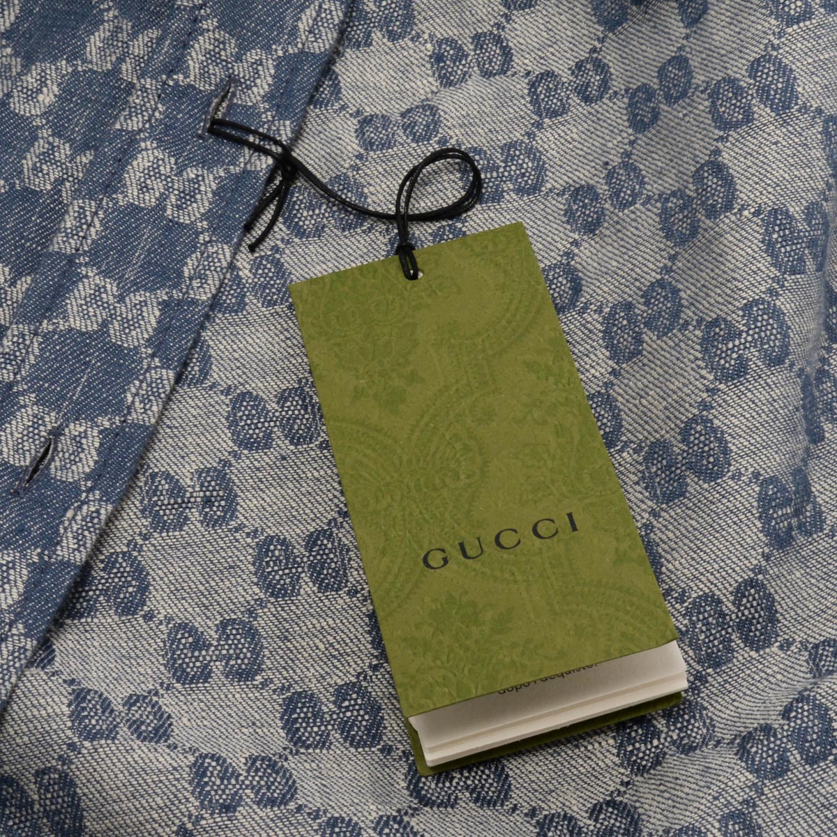 Gucci Blue Linen Jacquard GG Shirt IT 40