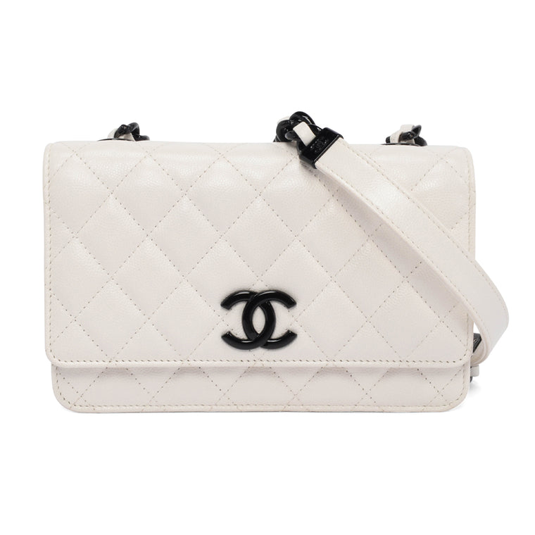 Chanel White Quilted Caviar My Everything Wallet On Chain