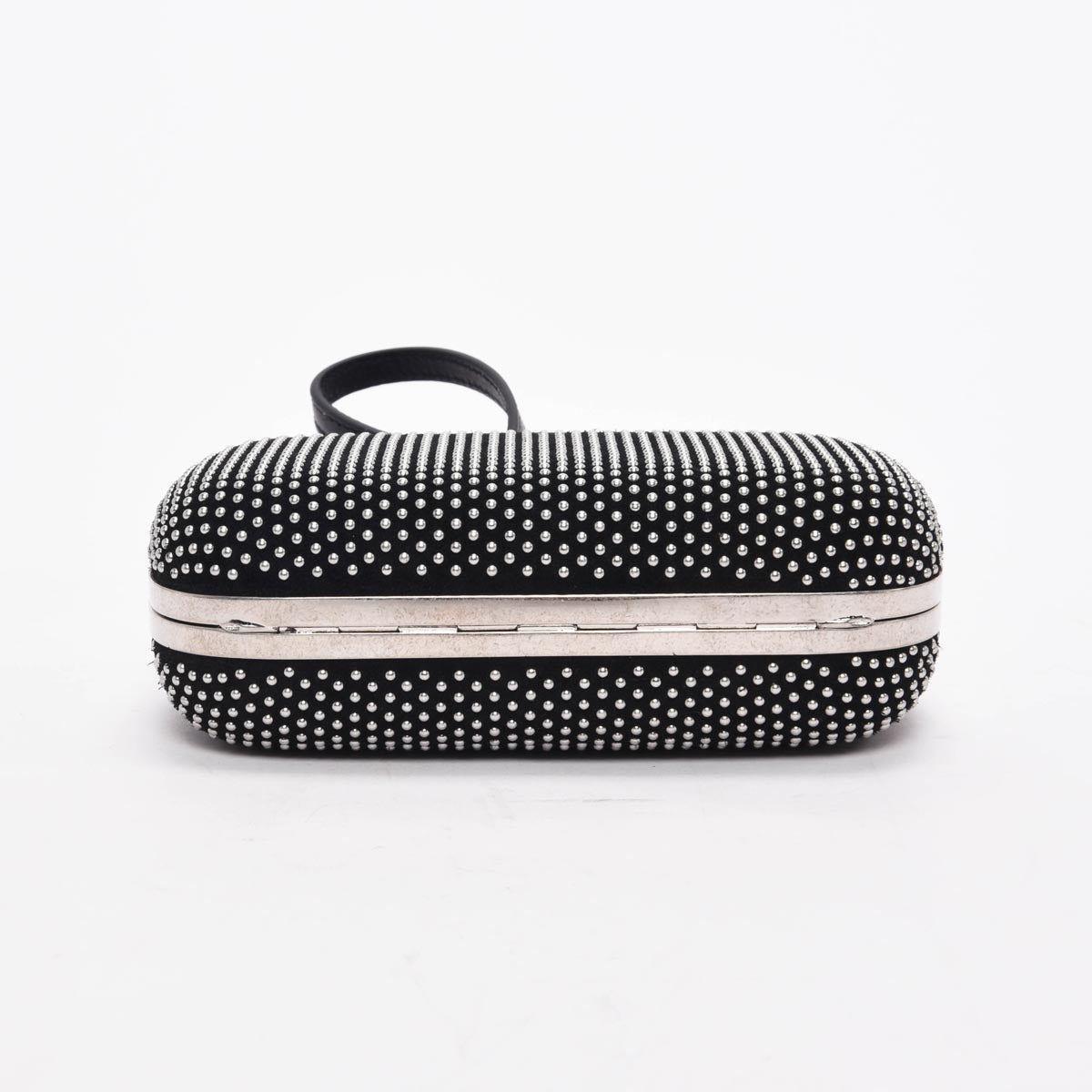 Alexander McQueen Black Studded Suede Skull Clutch