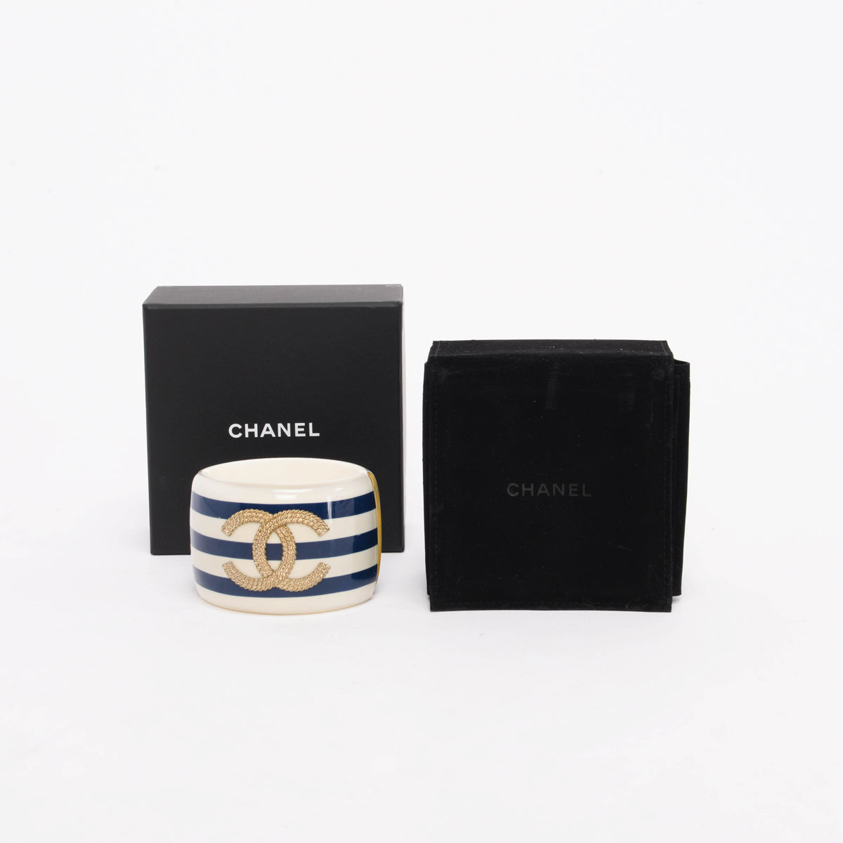Chanel Ivory & Navy Resin Nautical Cuff