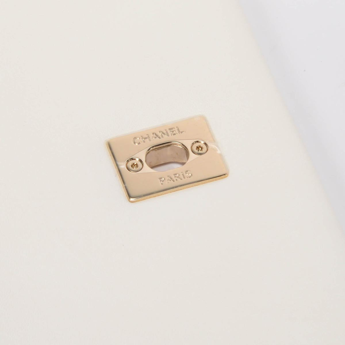 Chanel White Quilted Calfskin Large Logo Strap Bag