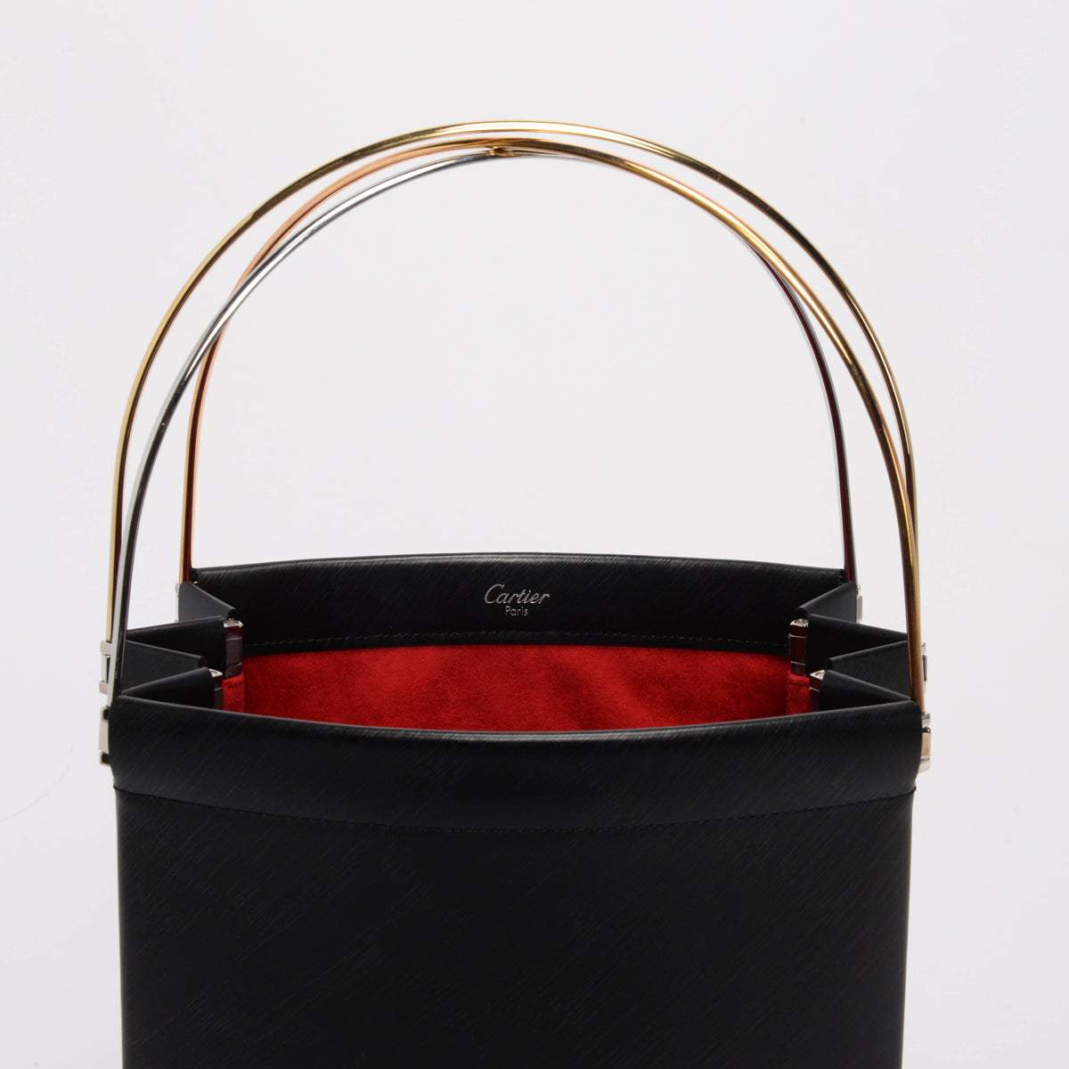 Cartier Black Embossed Calfskin Trinity Tote
