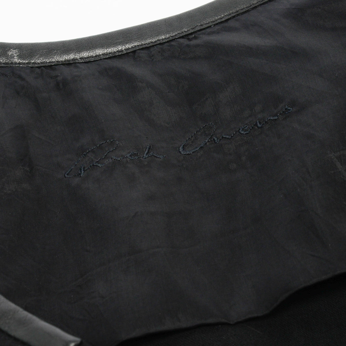 Rick Owens Black Cotton & Leather Bell Sleeve Jacket IT 44