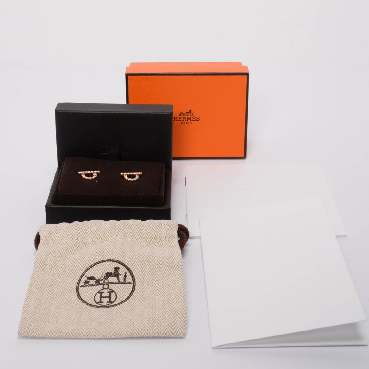 Hermes 18k Rose Gold & Diamond Finesse Earrings