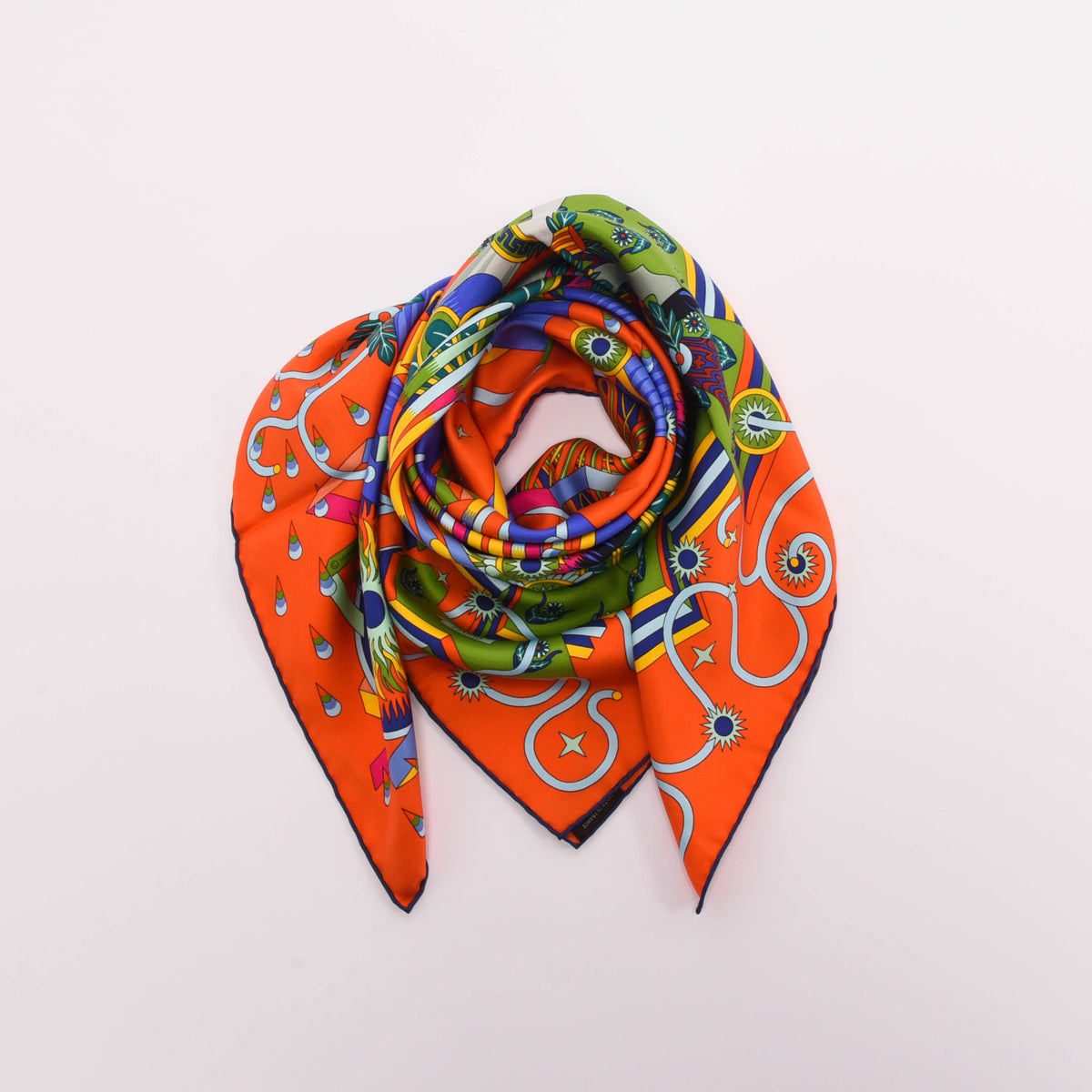 Hermes Multicolour Silk La Source De Pegase Scarf 90