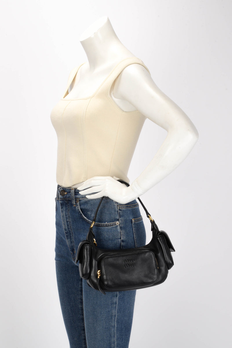 Miu Miu Black Nappa Leather Pocket Bag