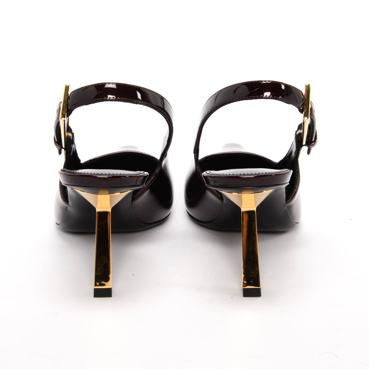 Saint Laurent Marron Glace Patent Lee Slingback Pumps 38