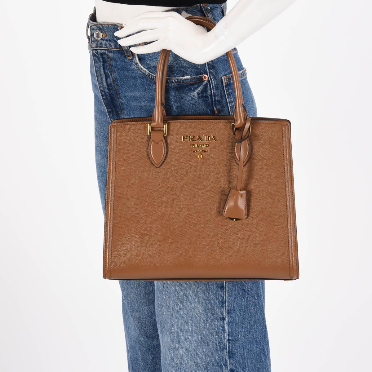 Prada Cannella Saffiano 2Way Tote