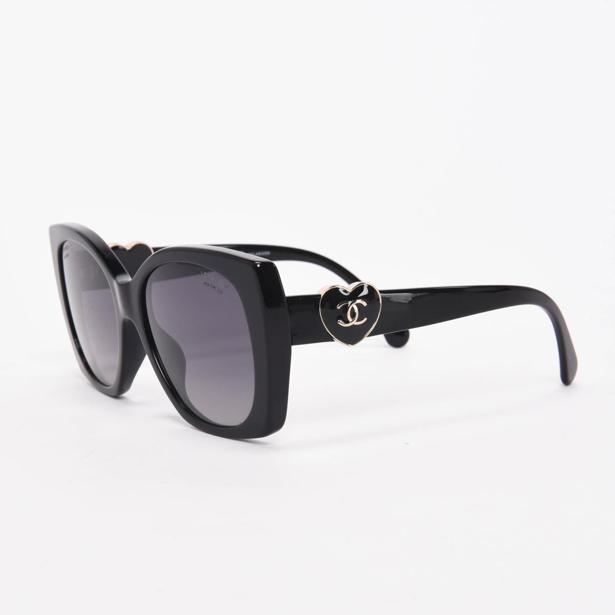 Chanel Black CC Heart Square Sunglasses