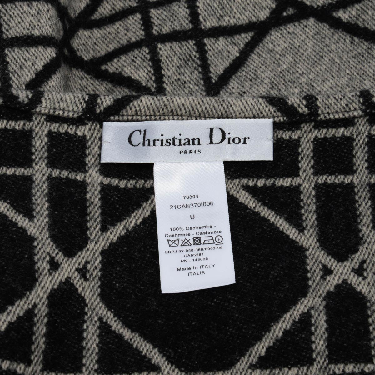 Dior Grey & Black Cashmere Cannage Poncho Shawl