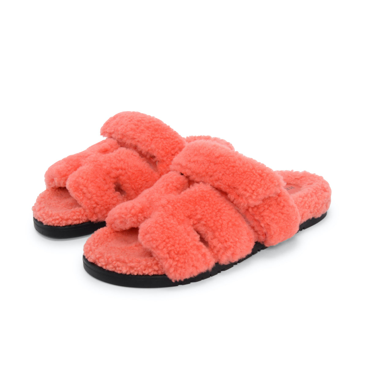 Hermes Rose du Désert Shearling Chypre Sandals 38