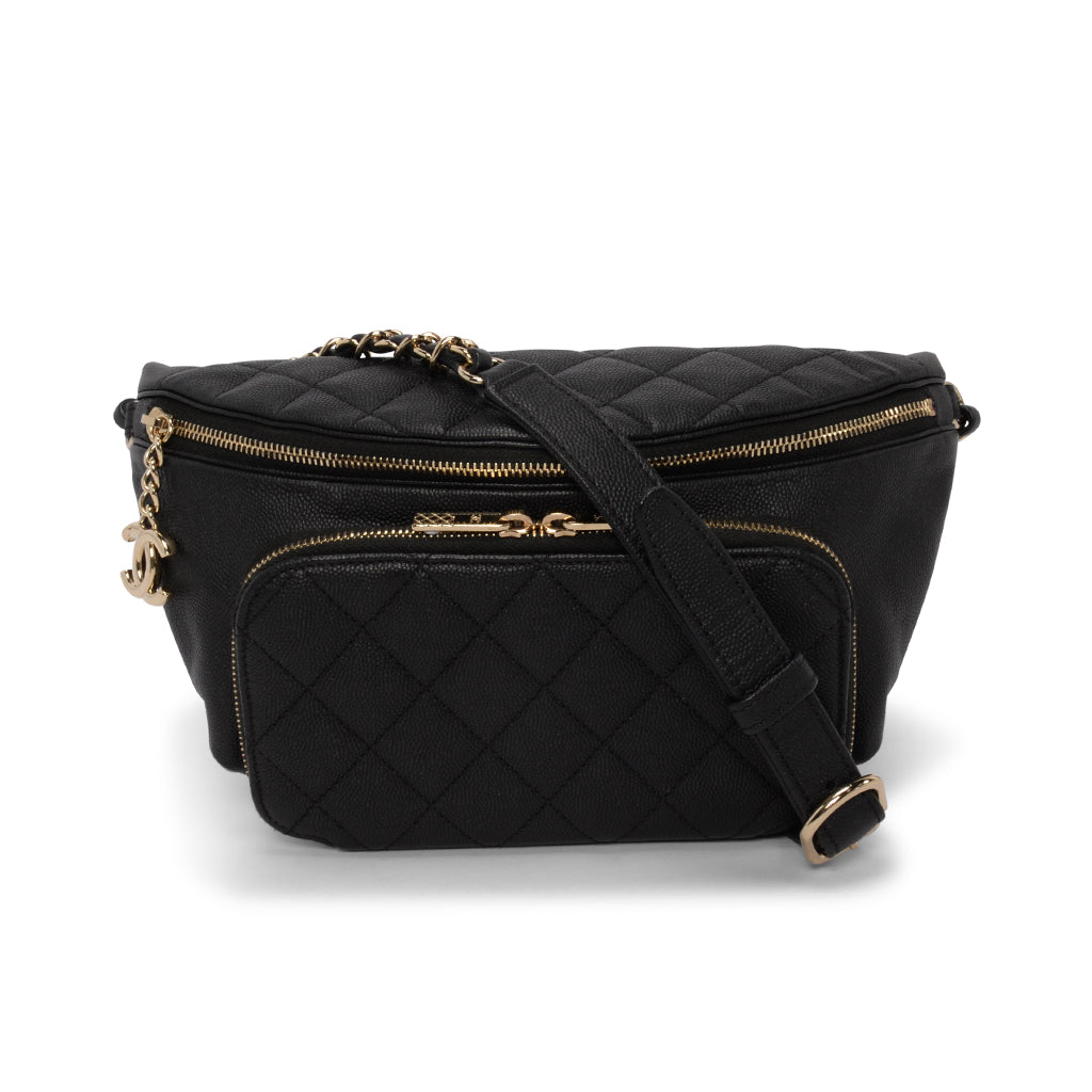 Chanel Black Quilted Caviar Business Affinity Waist Belt Bag