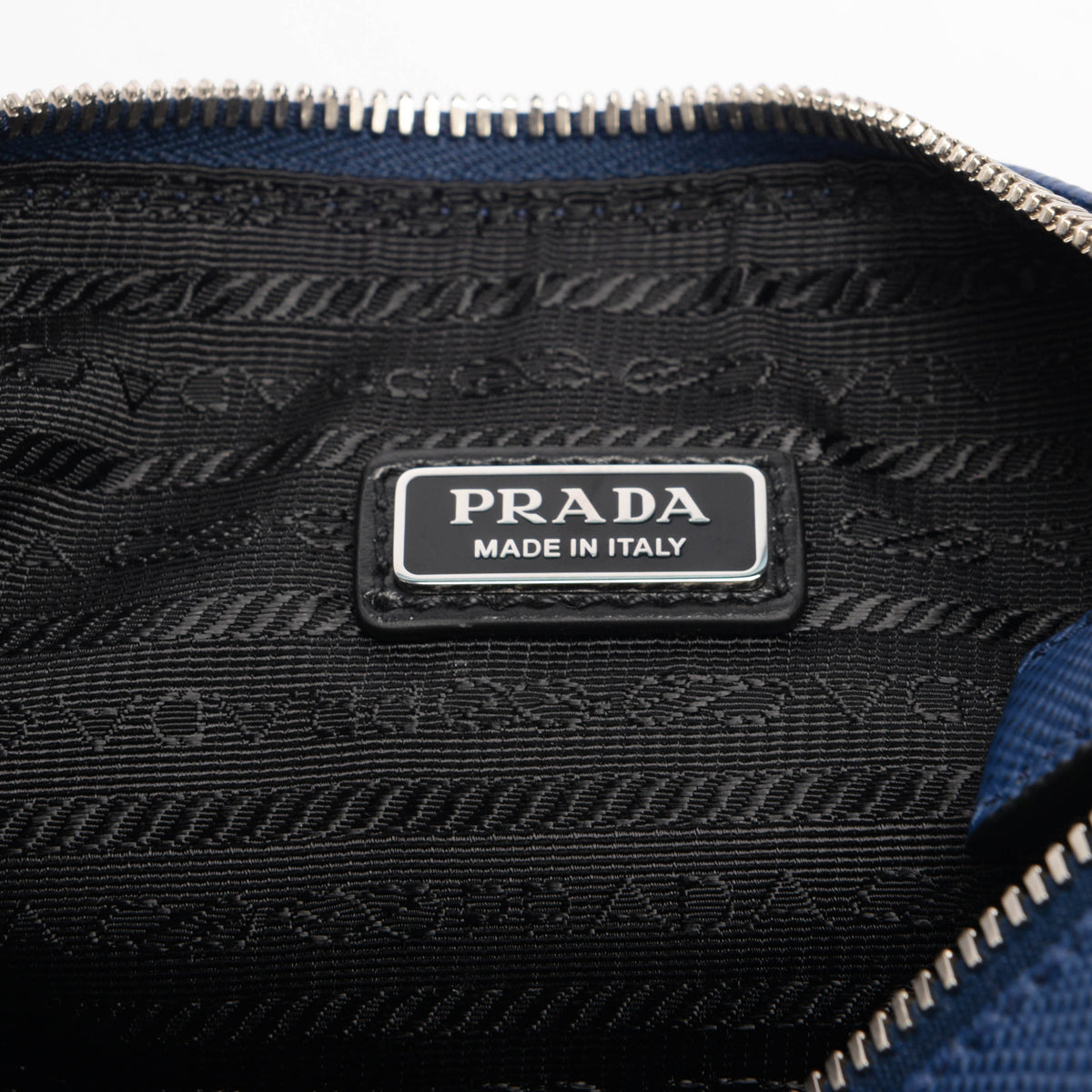 Prada Blue Saffiano Prada Triangle Wristlet