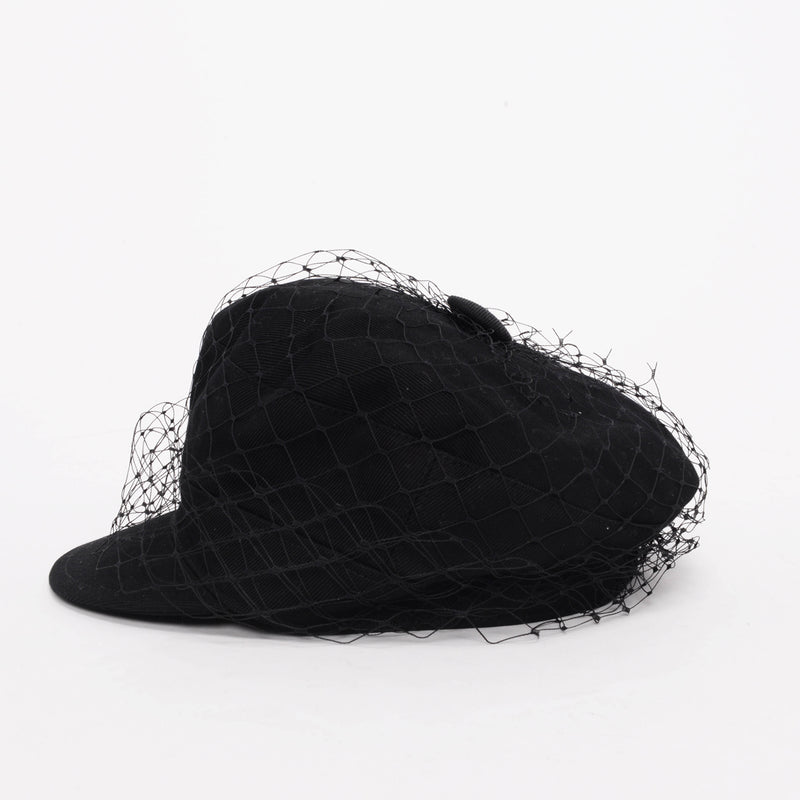 Dior Black Cotton Arty Cap With Veil - Blue Spinach