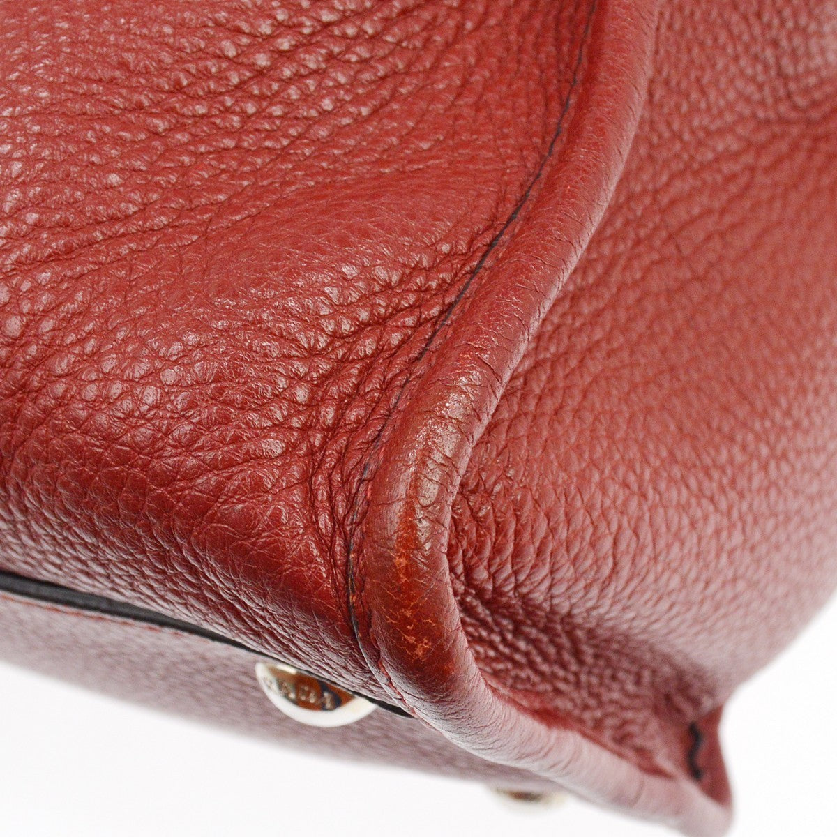 Prada Red Vitello Daino Boston Bag