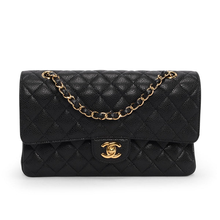Chanel Black Quilted Caviar Medium Classic Flap Bag