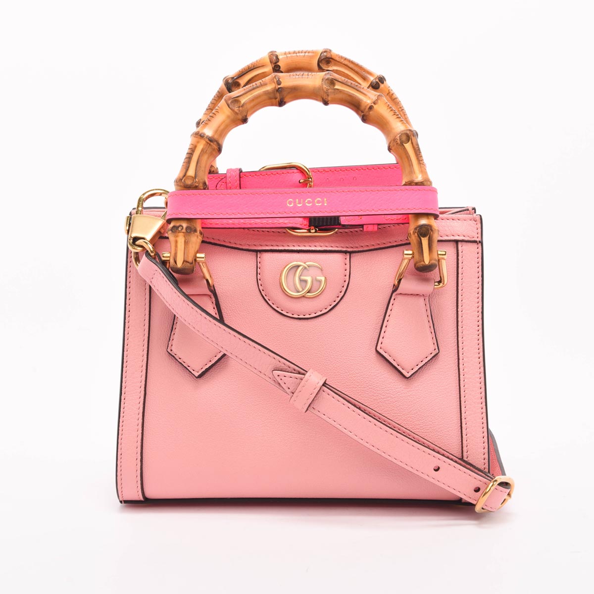 Gucci Pink Grained Leather Mini Diana Tote