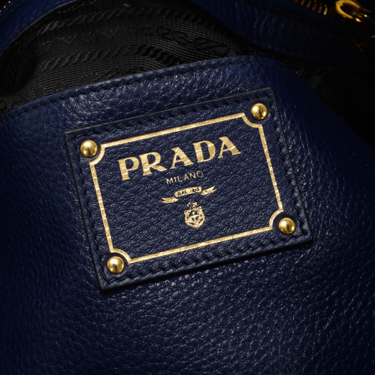 Prada Blue Vitello Daino Hobo Shoulder Bag