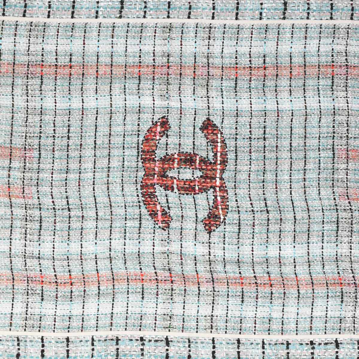 Chanel Turquoise Silk Tweed Print CC Shawl