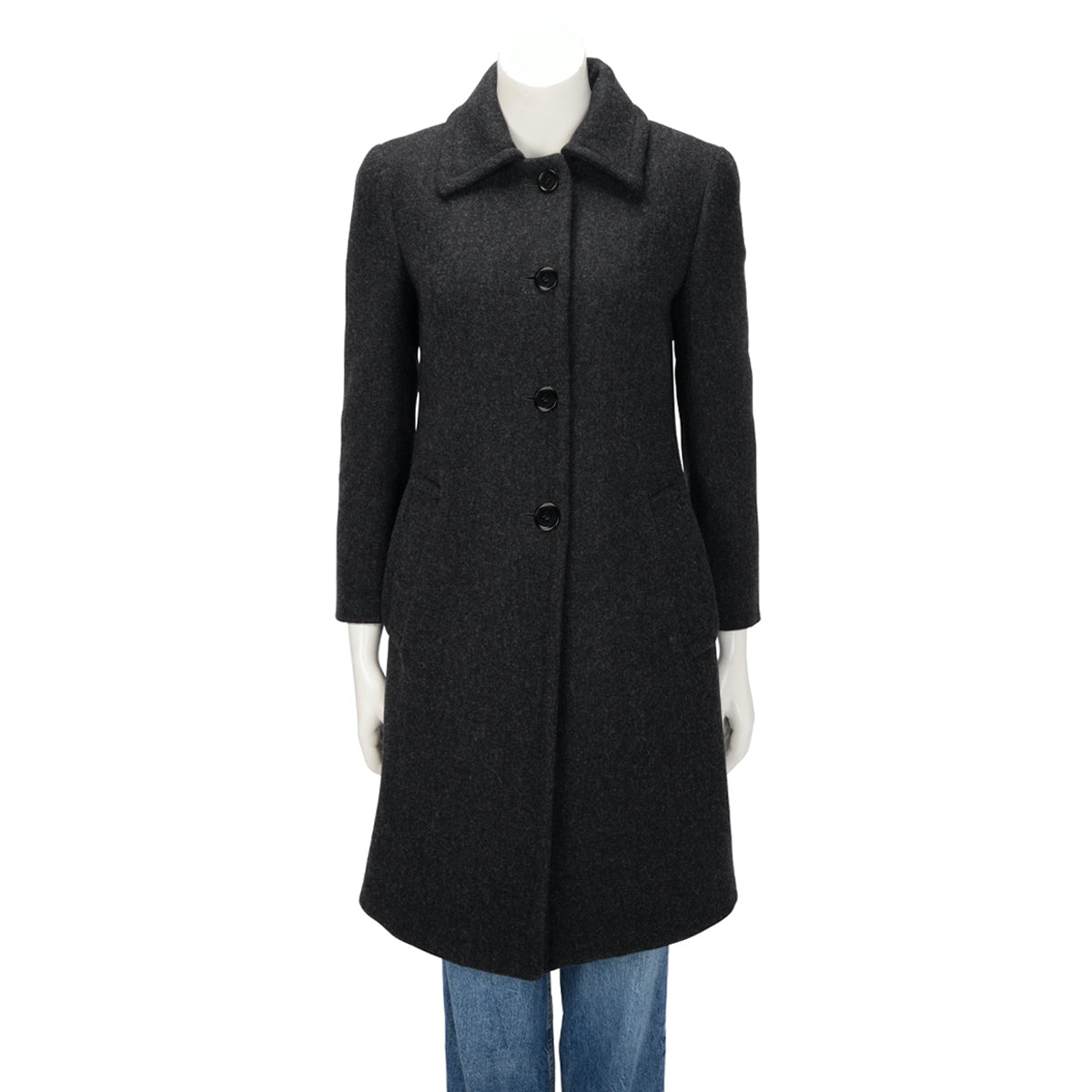 Prada Charcoal Wool Single Breasted Coat IT 42