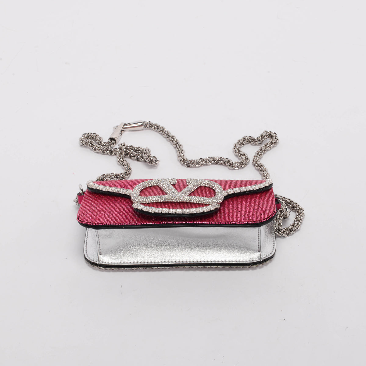 Valentino Pink Crystal Embellished Small Loco Bag