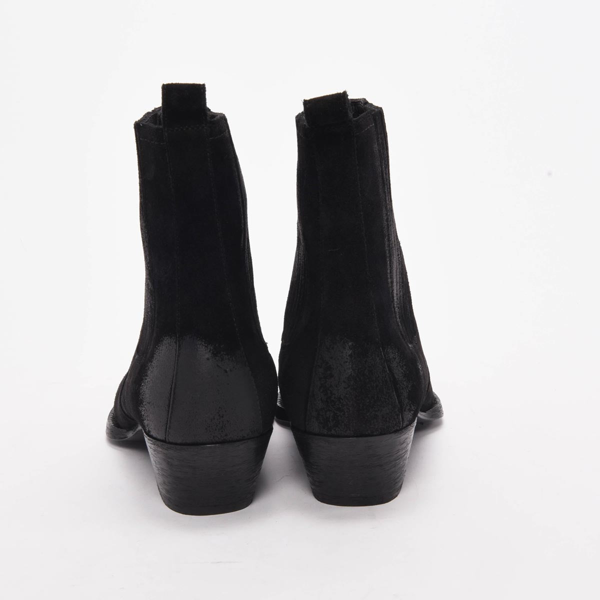 Saint Laurent Black Burnished Suede Lukas 40 Boots 40