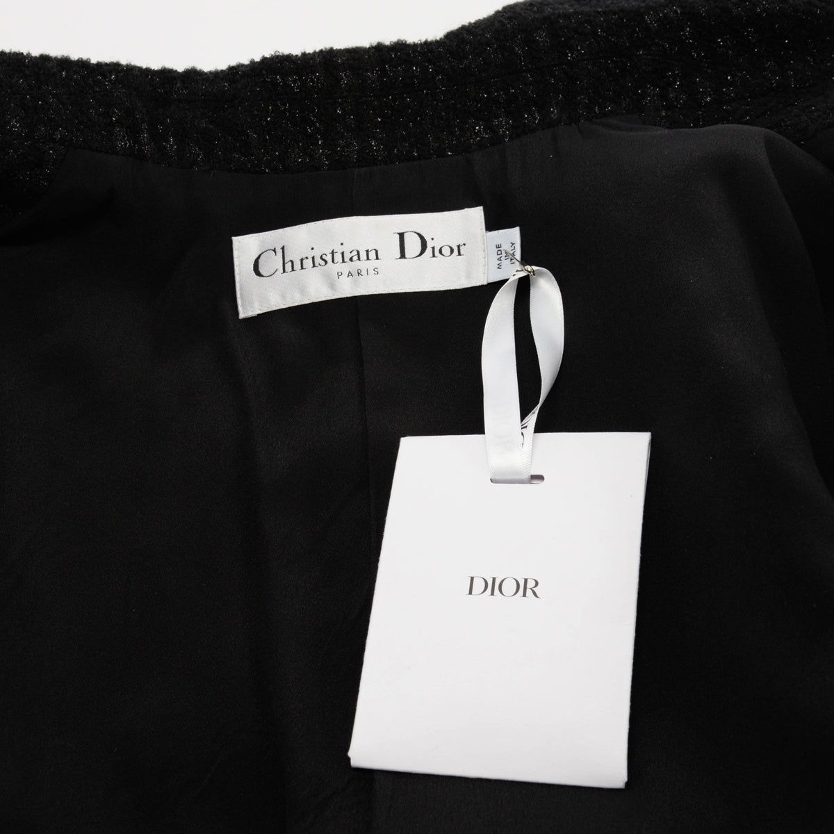 Dior Black Lurex Tweed Cropped Jacket FR 40