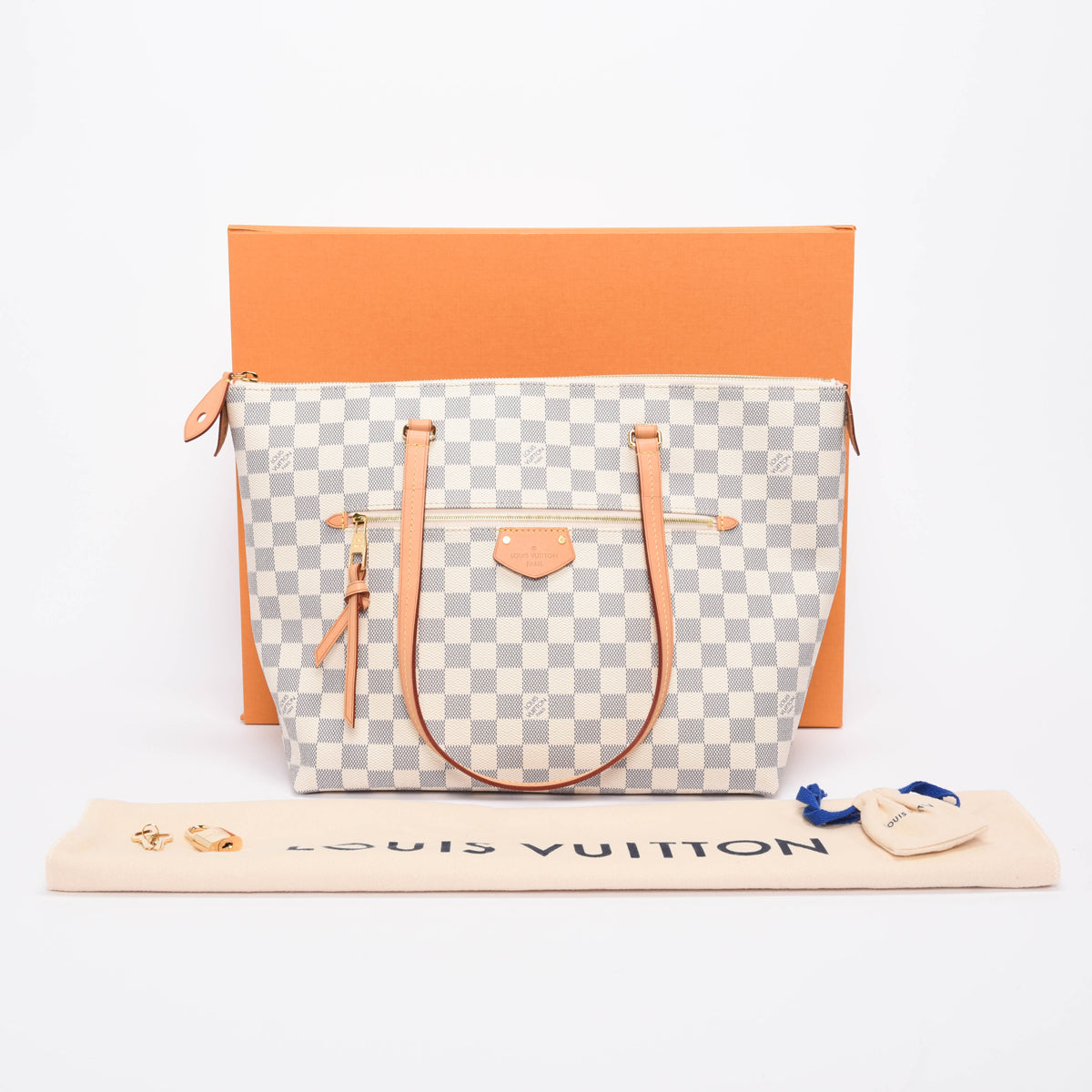 Louis Vuitton Rose Ballerine Damier Azur Iena MM