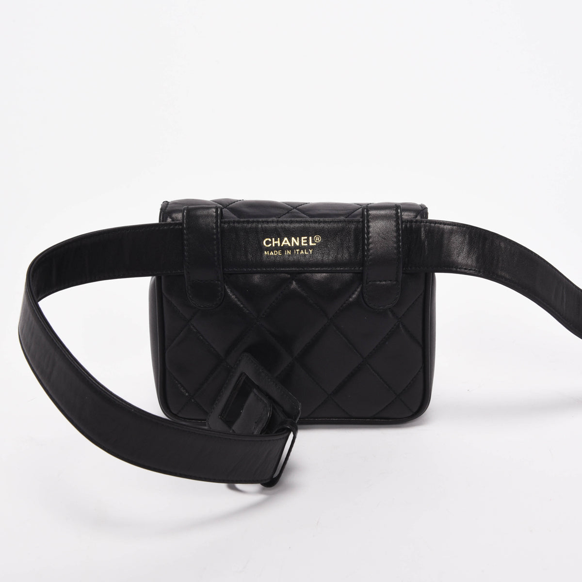 Chanel Vintage Black Quilted Lambskin Mini Belt Bag