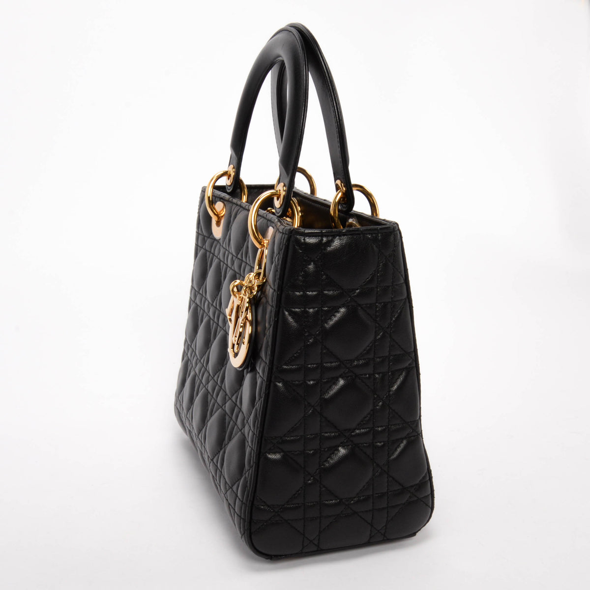 Dior Black Cannage Lambskin Medium Lady Dior Bag