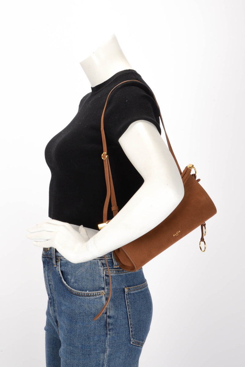 Alaia Brown Nubuck Le Click East West Small Bag