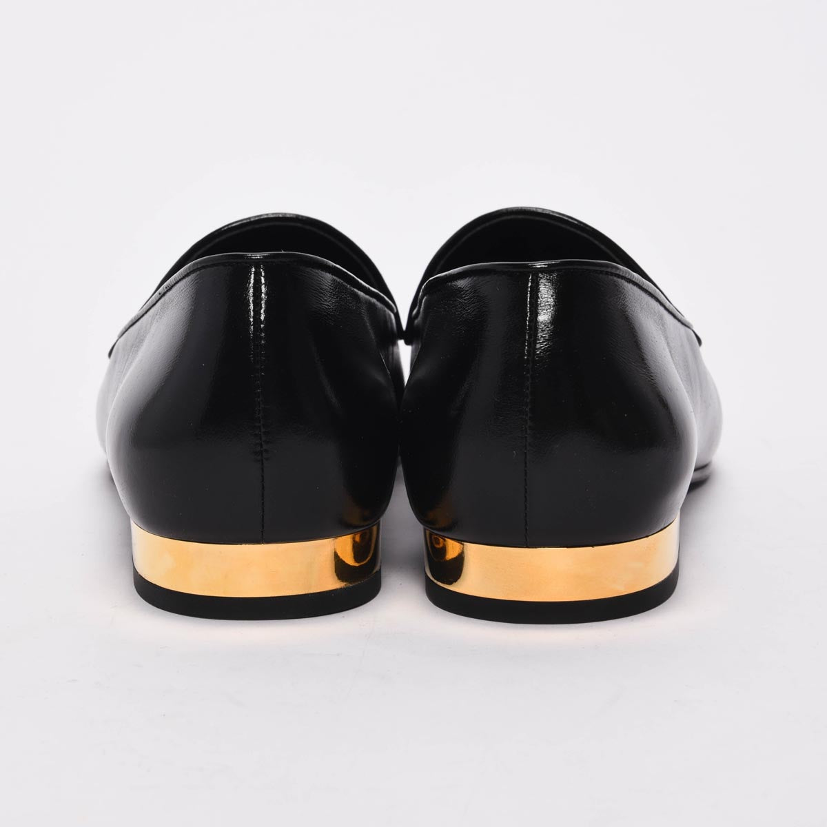 Chanel Black Glazed Goatskin Chain CC Loafers 41